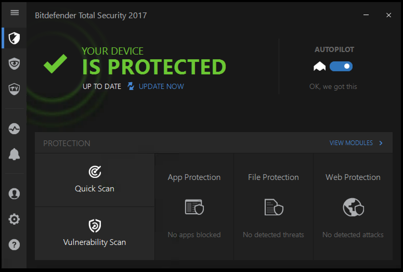تحميل مضاد الفيروسات 2017 Bitdefender main interface.png